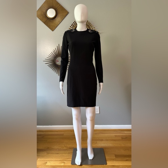 mango black beaded dress BLACK BEAD EMBROIDERY DRESS – codressing main image 1